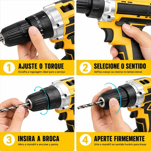 Parafusadeira Furadeira 48v Profissional +2 Baterias +maleta
