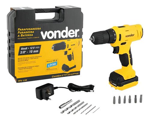 Parafusadeira furadeira a bateria vonder 38 12 v pfv 120 600