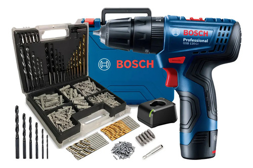 Parafusadeira furadeira bosch 12v gsb120li kit 300 pecas a