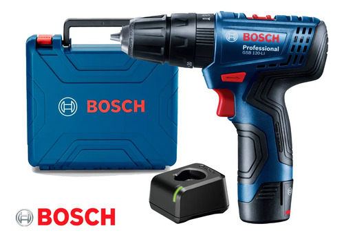 Parafusadeira Furadeira Bosch 12v Gsb120li + Kit 300 Peças - Azul - 60hz