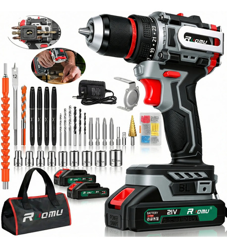 Parafusadeira furadeira brushless sem fio 21v 2 baterias