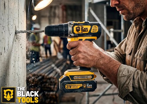 Parafusadeira Furadeira De Impacto 02 Baterias The Black Tools Profissional Tb-21px.2 Kit Completo Com Maleta Acessórios