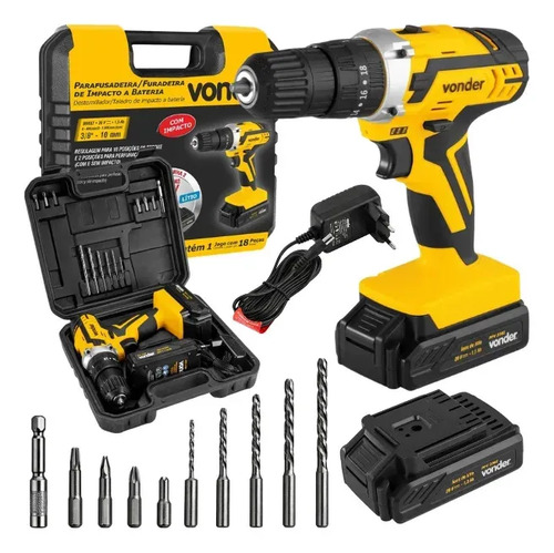 Parafusadeira furadeira de impacto 2 baterias 20v fonte carr