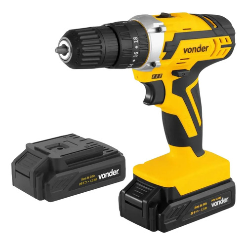 Parafusadeira Furadeira De Impacto 2 Baterias 20v Fonte Carregamento Bivolt Pfv238i Vonder