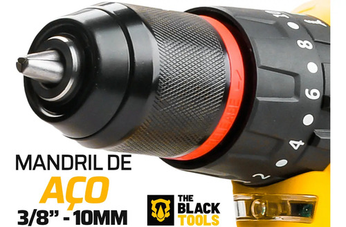 Parafusadeira Furadeira De Impacto 2 Baterias 21v Motor Brushless Com Maleta Brocas E Acessórios The Black Tools