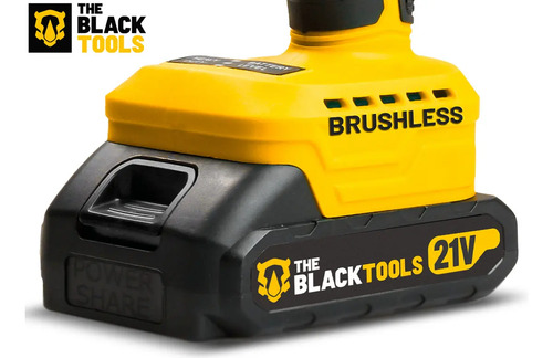 Parafusadeira Furadeira De Impacto 2 Baterias 21v Motor Brushless Com Maleta Brocas E Acessórios The Black Tools