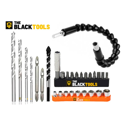 Parafusadeira Furadeira De Impacto A Bateria 21V 3/8” Bivolt 1400 Rpm Com Acessórios E Maleta TB-21PZW The Black Tools