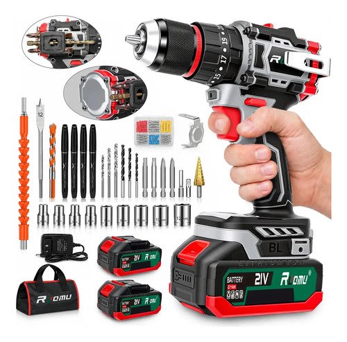 Parafusadeira furadeira de impacto brushless 2 baterias