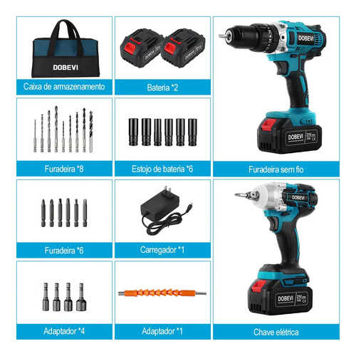 Parafusadeira Furadeira De Impacto + Chave Impacto Brushless