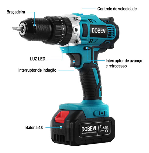 Parafusadeira Furadeira De Impacto + Chave Impacto Brushless