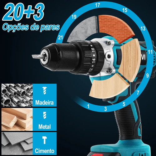 Parafusadeira Furadeira De Impacto + Chave Impacto Brushless