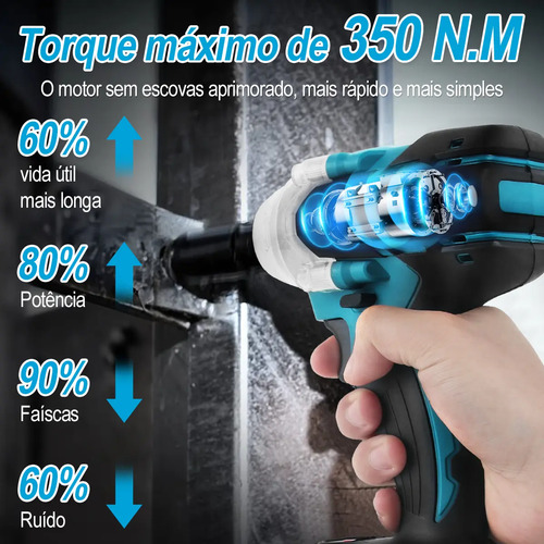 Parafusadeira Furadeira De Impacto + Chave Impacto Brushless