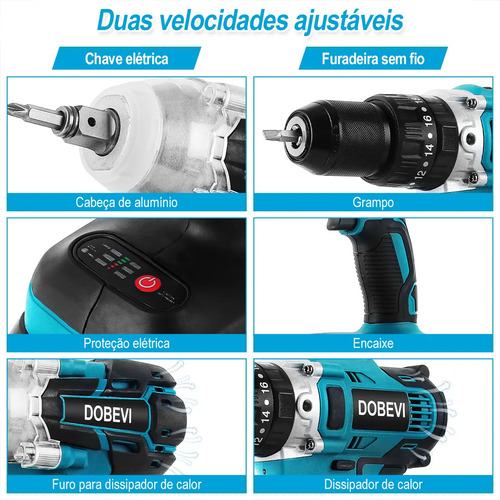 Parafusadeira Furadeira De Impacto + Chave Impacto Brushless