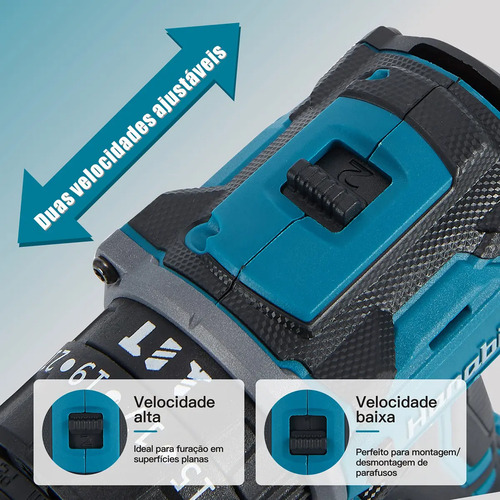 Parafusadeira Furadeira de Impacto Hanabi CY-3003 Brushless 2 Baterias 21v Cor Azul-petróleo Frequência 60hz 45N·m com 25 níveis de ajuste