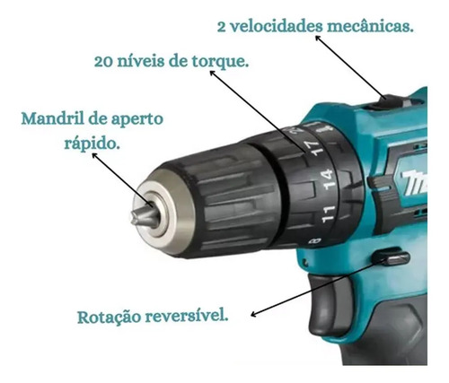 Parafusadeira Furadeira De Impacto Hp333 Makita 2 Baterias