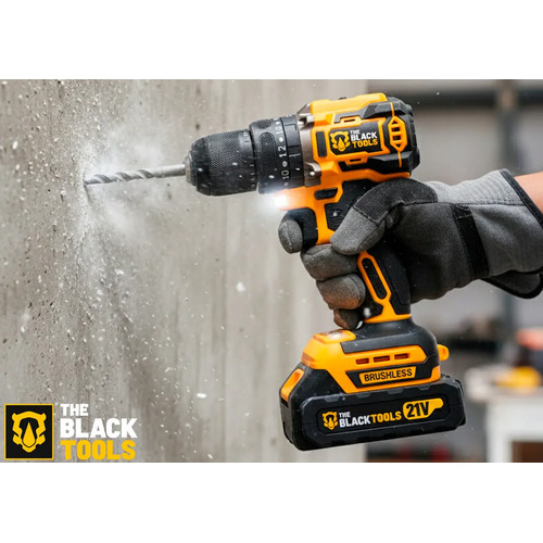 Parafusadeira Furadeira De Impacto Profissional Sem Fio 2 Baterias 21v Com Maleta Tb-21yx The Black Tools