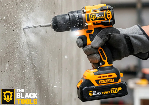Parafusadeira Furadeira De Impacto Profissional Sem Fio 2 Baterias 21v Com Maleta Tb-21yx The Black Tools