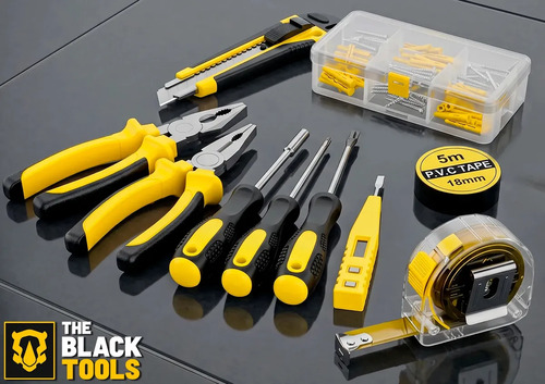 Parafusadeira Furadeira De Impacto The Black Tools Profissional 2 Baterias Com Maleta + Kit Acessórios 134 Peças Tbkit20