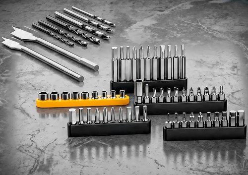 Parafusadeira Furadeira De Impacto The Black Tools Profissional 2 Baterias Com Maleta + Kit Acessórios 145 Peças Tbkit19