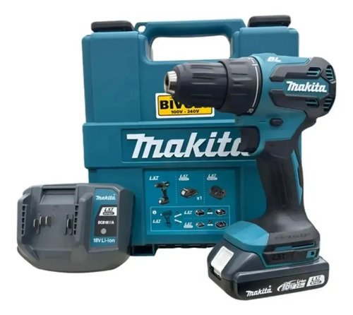 Parafusadeira furadeira impacto 18v 2 baterias maleta makita