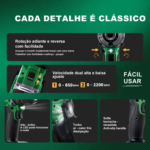 Parafusadeira Furadeira Impacto Brushless 13mm 21v 2 Bateria