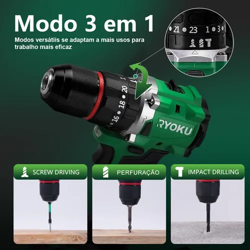 Parafusadeira Furadeira Impacto Brushless 13mm 21v 2 Bateria