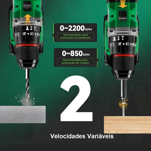 Parafusadeira Furadeira Impacto Brushless 13mm 21v 2 Bateria