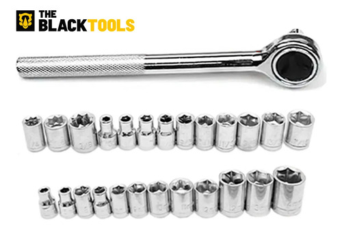 Parafusadeira Furadeira Sem Fio Bateria 12v P/ Madeira Metal Tb-12e The Black Tools Com Jogo De Soquetes 40 Peças