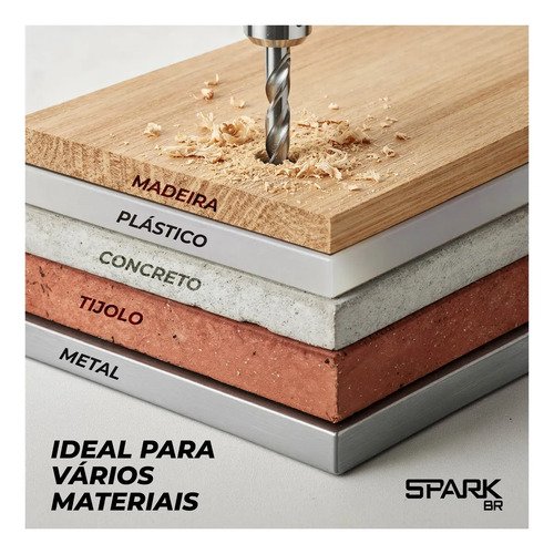 Parafusadeira Furadeira Sparkbr 2 Baterias 21v + Maleta Com Acessórios Kit Completo Led Eixo Flexível 2 Níveis Velocidade Torque