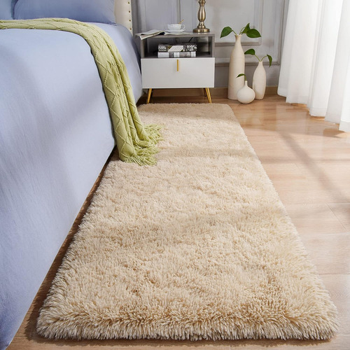 Passadeira felpuda bege corredor 2m texfine poliester sala q