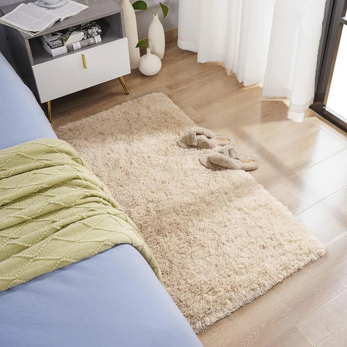 Passadeira Felpuda Bege Corredor 2m Texfine Poliéster Sala Quarto Cozinha