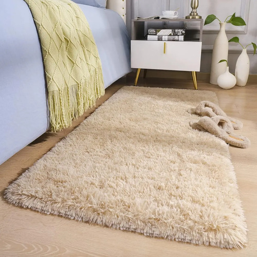 Passadeira Felpuda Bege Corredor 2m Texfine Poliéster Sala Quarto Cozinha