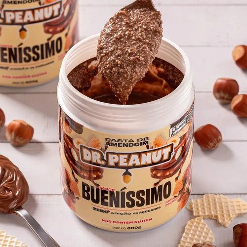 Pasta de amendoim com whey protein 600g dr peanut sabor buen