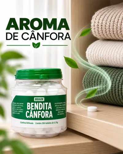 Pastilha Bendita Canfora Bravir Armários E Gavetas Pote 200
