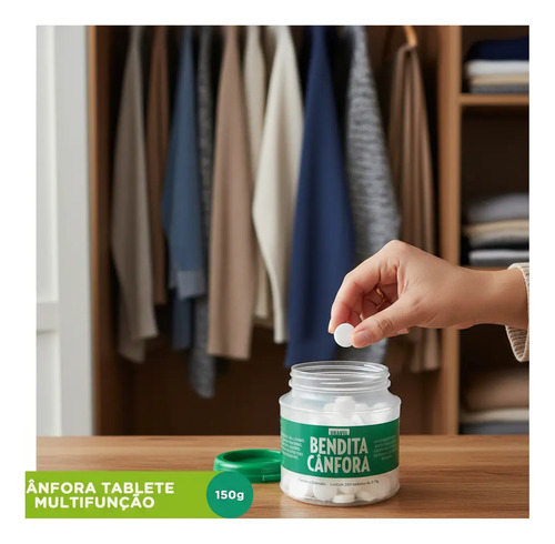 Pastilha de Cânfora para Armários e Gavetas - Controla Mofo e Umidade (Pack com 200)