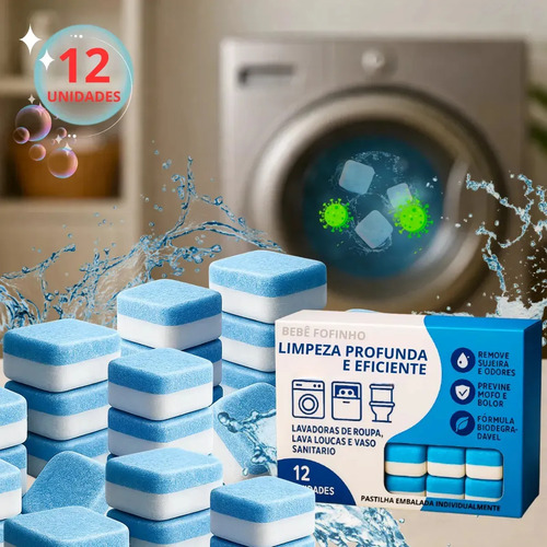 Pastilha limpeza maquina lava seca lava louca kit 12 uni