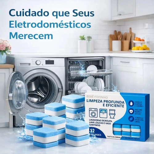 Pastilha Limpeza Maquina Lava Seca, Lava Louça Kit 12 Uni