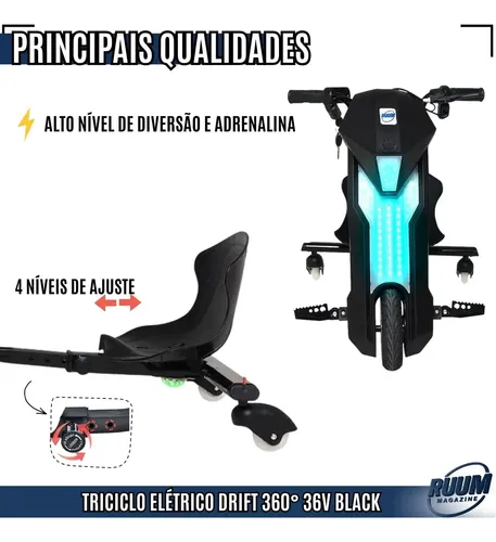 Patinete Drift 360 Elétrico Ruum 36v 25km/h Bluetooth 110kg