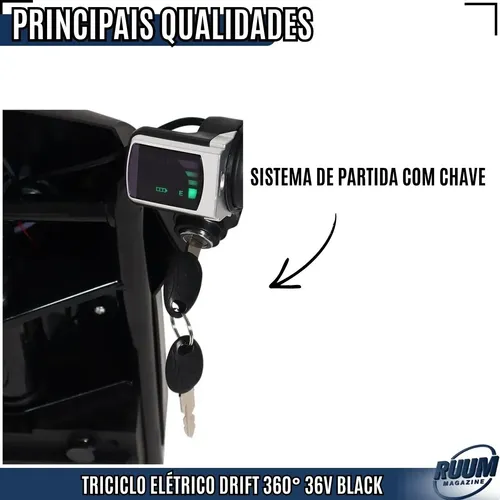 Patinete Drift 360 Elétrico Ruum 36v 25km/h Bluetooth 110kg