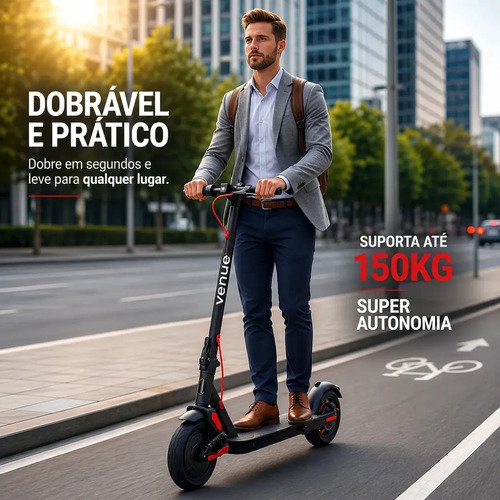 Patinete Elétrico 350w Com Amortecedor E App Gps Bateria Recarregável Dobrável Super Autonomia Para Adultos Até 150kg Preto