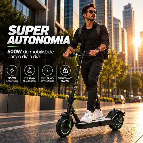 Patinete Elétrico 500w 25km/h Dobrável App Bluetooth Rapido
