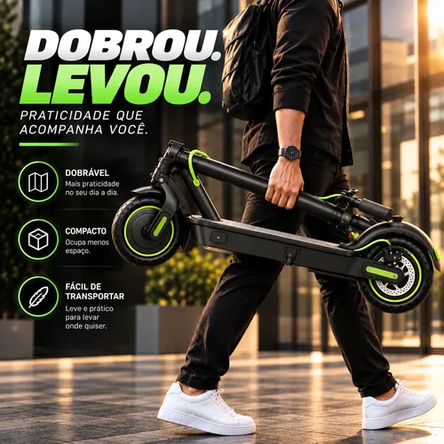 Patinete Elétrico 500w 25km/h Dobrável App Bluetooth Rapido