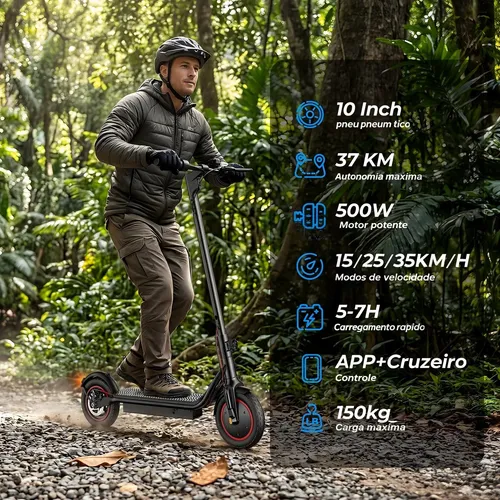 Patinete Elétrico 500w Autonomia 37km Dobrável Ipx4 App 10