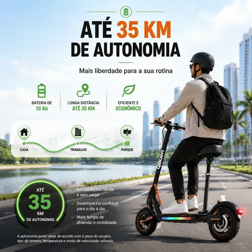 Patinete Eletrico 500w C Banco Suspensão Autonomia 30km