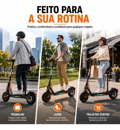 Patinete Eletrico 500w C Banco Suspensão Autonomia 30km