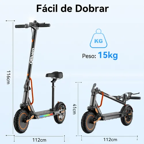 Patinete Eletrico 500w C Banco Suspensão Autonomia 30km