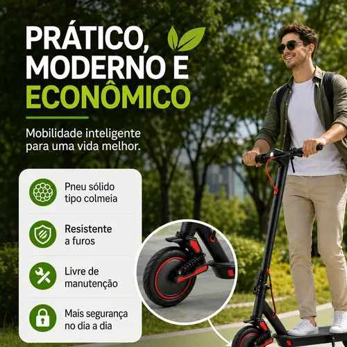 Patinete Elétrico Com Amortecedor E App Gps Bateria Dobrável