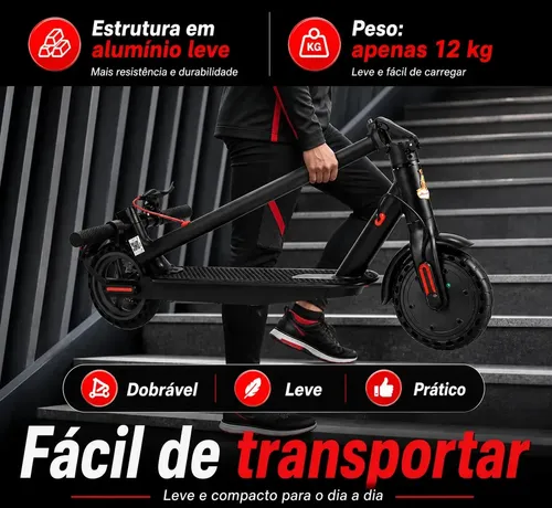 Patinete Elétrico Com Amortecedor E App Gps Bateria Dobrável
