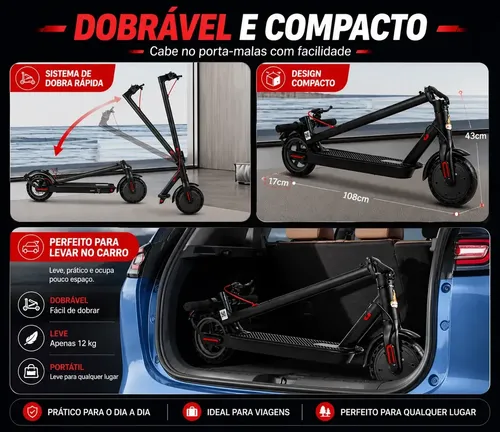Patinete Elétrico Com Amortecedor E App Gps Bateria Dobrável