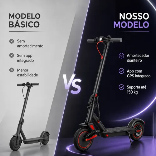 Patinete Elétrico Com Amortecedor E App Gps Bateria Dobrável